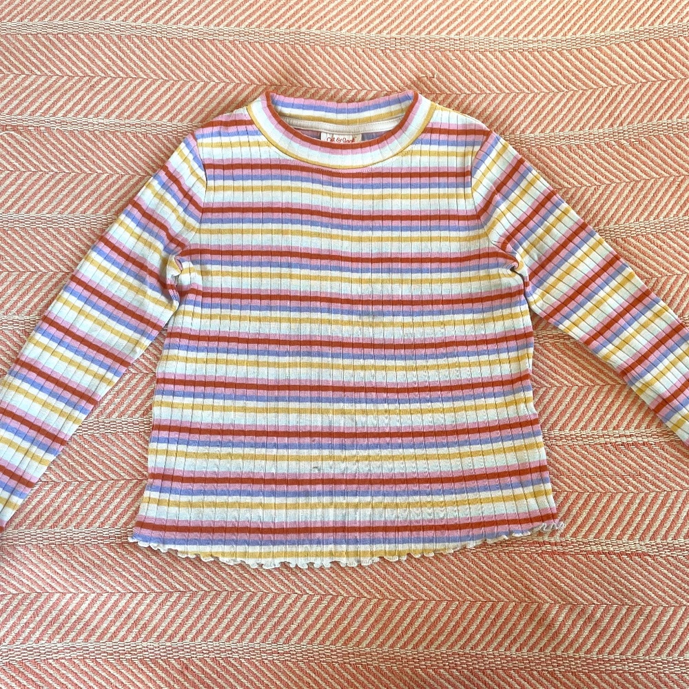 Cat & Jack Rainbow Striped Ribbed T-shirt Size S 6/6x